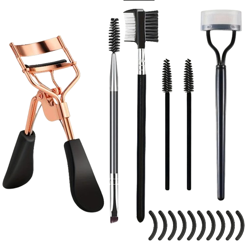 Set de rizador de pestañas de 7/15 piezas con almohadillas de repuesto.