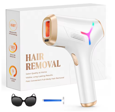 Depiladora Láser IPL para Uso en Casa – 0,1 s por Pulso, Más de 999.900 Destellos, 3 Modos para Cuerpo, Rostro y Línea del Bikini