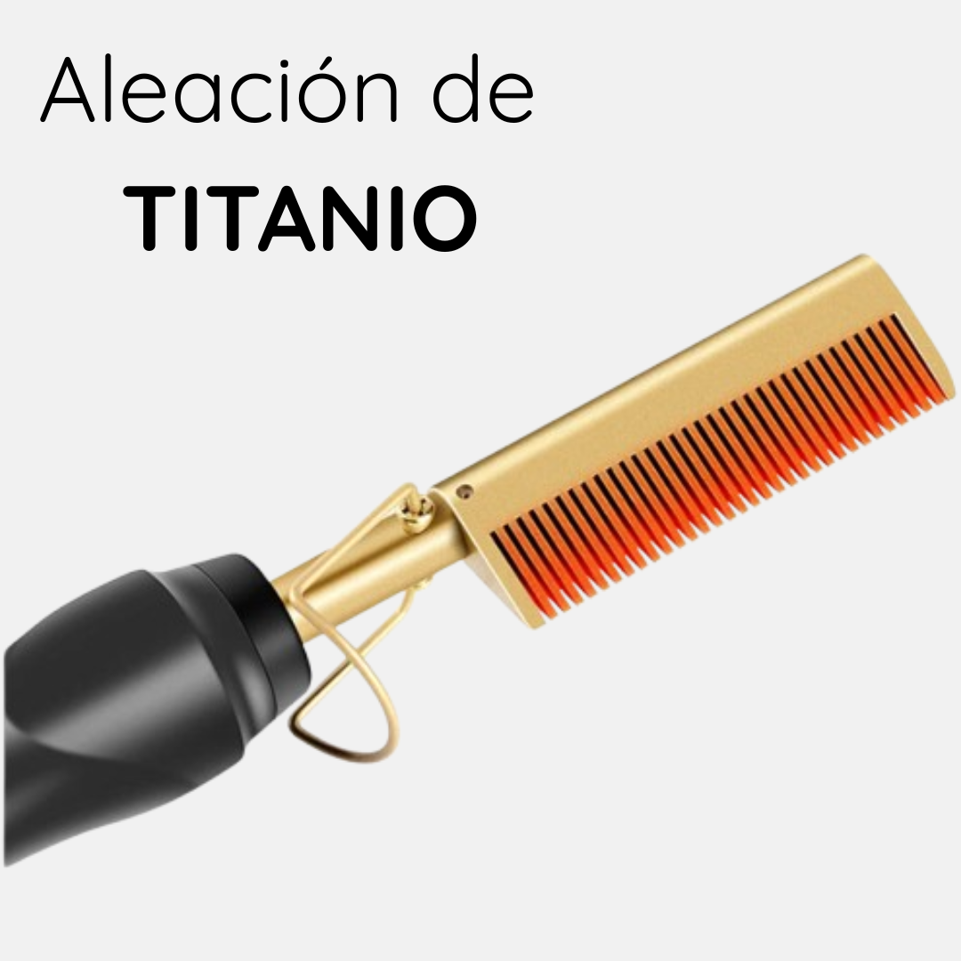 Peine Eléctrico 2 en 1 – Plancha y Rizador con Calentamiento Rápido para Cabello Húmedo y Seco.