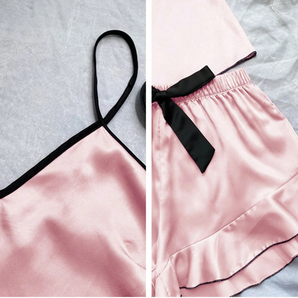 Conjunto de Pijama de Satén Suave para Mujer